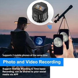 Wi Fi Telescope Camera, 256GB Wire Less Electronic Eyepiece Supports HD Video Recording and 16MP Photos, for 28mm to 50mm Telescope, Astrophotography Camera