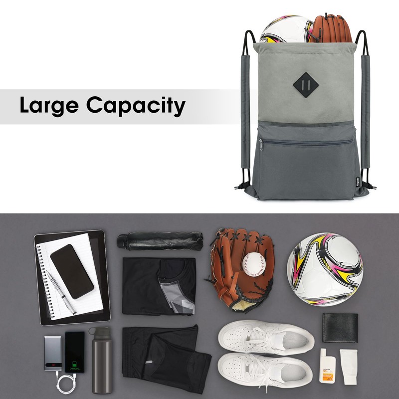 WANDF Drawstring Backpack, Sports Gym Bag with Wet Pocket, Water