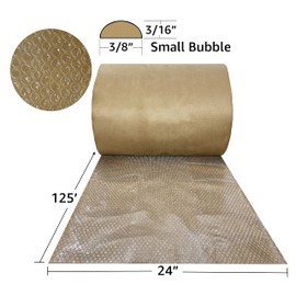 Bubble Cushioning Protective Packaging, kraft paper (125' Length x 24" Wide)