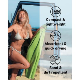 Fit-Flip Microfibre towel - compact, ultra lightweight & quick dry - perfect for gym, travel & beach - swimming towels for sports, camping & hiking (70x140cm green + bag)