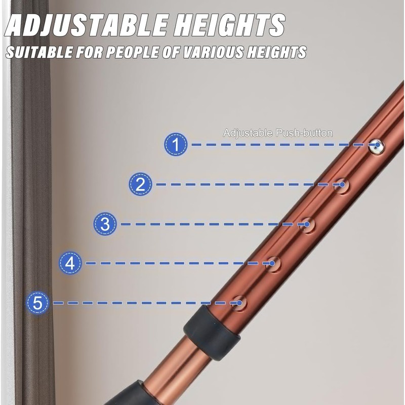 Folding Cane Seat Sturdy Lightweight Adjustable Handle Legs with LED