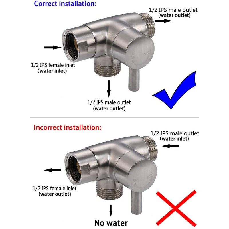 100% Solid Metal Shower Arm Diverter Valve for Hand Held