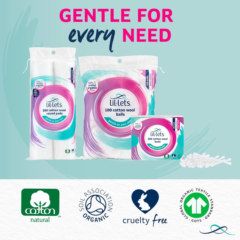 Lil-Lets Lil-Lets Cotton Wool Buds, Certified Organic, 100% Pure Cotton