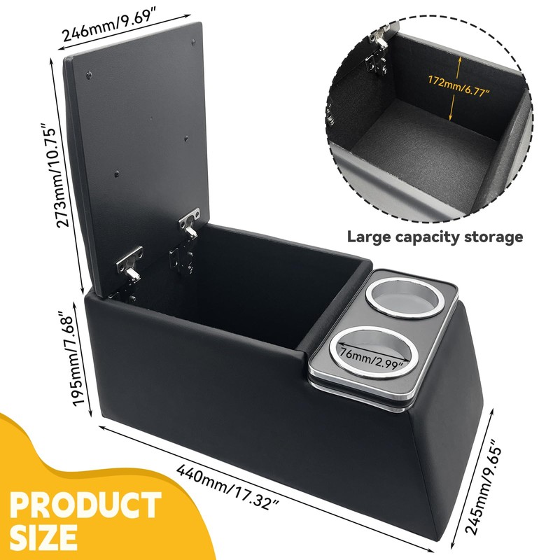 TENGBASE Universal Truck Seat Organizer, Black Storage Box with 2