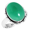 Jeweloporium 925 Silver Ring for Women Genuine Green Onyx Stone