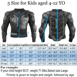 Reomoto Kids Motorcycle Jacket Dirt Bike Gear, Chest Back Protector for Motor Bike, Children Motorcycle Full Body Armor Jacket For Cycling MTB ATV Skate Skii