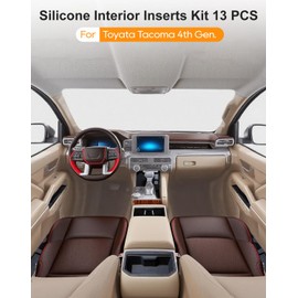 Powhorse 13PCS Interior Silicone Inserts Fit for Tacoma 2024 2025, Liner Custom Fit for Toyota Tacoma 4th Gen Accessories, Fully Covered Non-Slip, Center Console Cup Holder and Door Pocket, Black