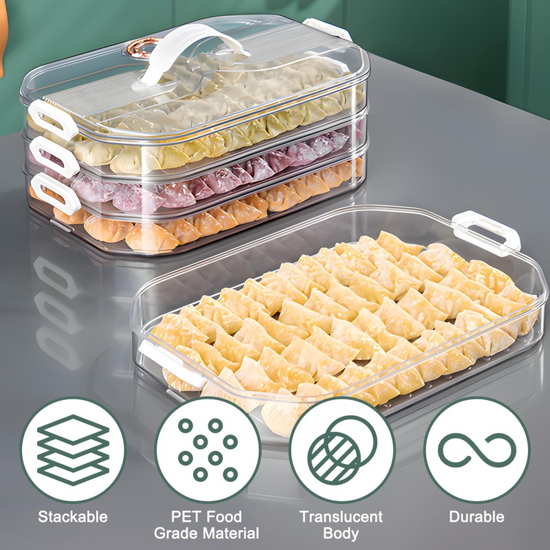 OFFKITSLY Food Storage Containers with Lids,4-Layer Plastic Cookie Storage Containers