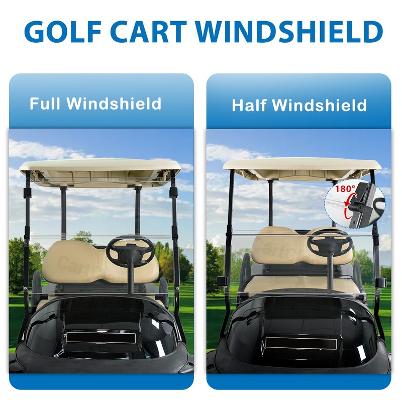 Golf Cart Windshield, Golf Cart Foldable Windshield Suitable for 2004-Up