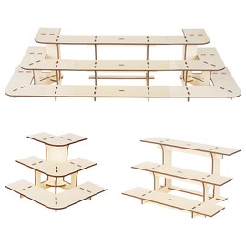 Flenpptly Retail Display Shelves Display Stand Retail Table Wooden 3 Tiers Display Rack Portable Shelf Rack for Retail Counter Top Craft Shows Farmers Market Tradeshows (2 Corner+1 Straight)