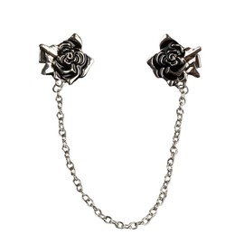 Retro Rose Flower Tie Clip for Men Women Dangle Hanging Chain Tassel Flowers Floral Neckties Clips for Wedding Anniversary Formal Business Suit Shirt Collar Lapel Accessories