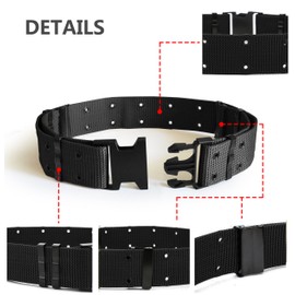 Tactical Belt, Adjustable Security Military Heavy Duty Rescue Belt for Outdoor Sports and Hunting Black