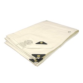 Tarps Now Waterproof Fire Retardant Poly Tarps (8' x 10') - with Aluminum Grommets - Multipurpose Heavy Duty Tarpaulin Sheet Cover for Canopy, Camping, Patio-White Tarp,'(Actual Size 7'-6" x 9'-6")