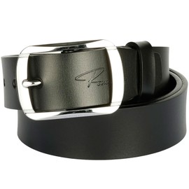 renwoxing Men's Genuine Leather Belt, Split Leather with Alloy Pin Buckle, Formal and Casual Wear, Black, Waist circumference 37-39 inches