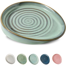 Soporte de cuchara de cerámica para estufa, soporte de cuchara para encimera de cocina, soporte de utensilios de cocina de estilo granja para cucharas, cucharones, espátulas, gris