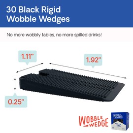 Wobble Wedges Rigid Plastic Shims, Multi-Purpose Shim Wedges for Home Improvement & Work - Plastic Wedge for Table, Toilet, Furniture Levelers & Leveling Feet, Made in USA, Black, 30Pack