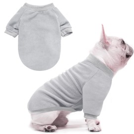 Idepet Dog Fleece Sweater, Small Dogs Shirt Pullover Sweatshirt Pet Dog Clothes Soft Puppy Sweater Warm Winter Shirt Classic Cat Apparel for Small Dogs and Cats (Medium, Grey)