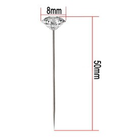 RuiLing 1-Box (100pcs) Clear Acrylic Straight Pins, Clear Corsages Pins，Crystal Floral Bouquet Pins Diamante Head Pins for DIY Wedding Decoration Flowers Pins Corsages Pins 8x50mm