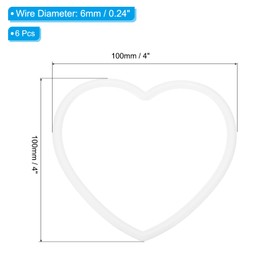 PATIKIL 4 Inch Heart Dream Catcher Rings, 6 Pcs Plastic Macrame Wreath Floral Ring Hoop for Home Car DIY Craft Wedding Wall Hanging Decorations, White