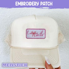 MEIYSTICK John 3:16 Loved Coquette Bow Embroidery Patch for Clothes Backpacks Hats Jeans Bags, Bible Verse Size 3" Iron Patch or Sew On Patches, Applique Embroidery Patches, Girly Gift for Christian