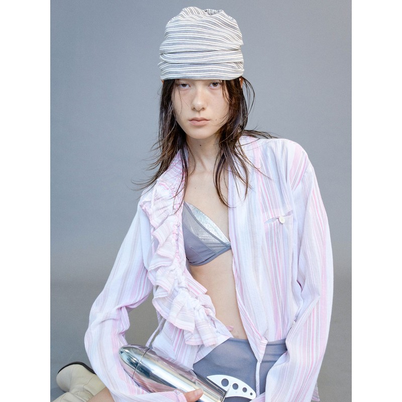 Awesome Knees Long Scarf_Stripe Gray