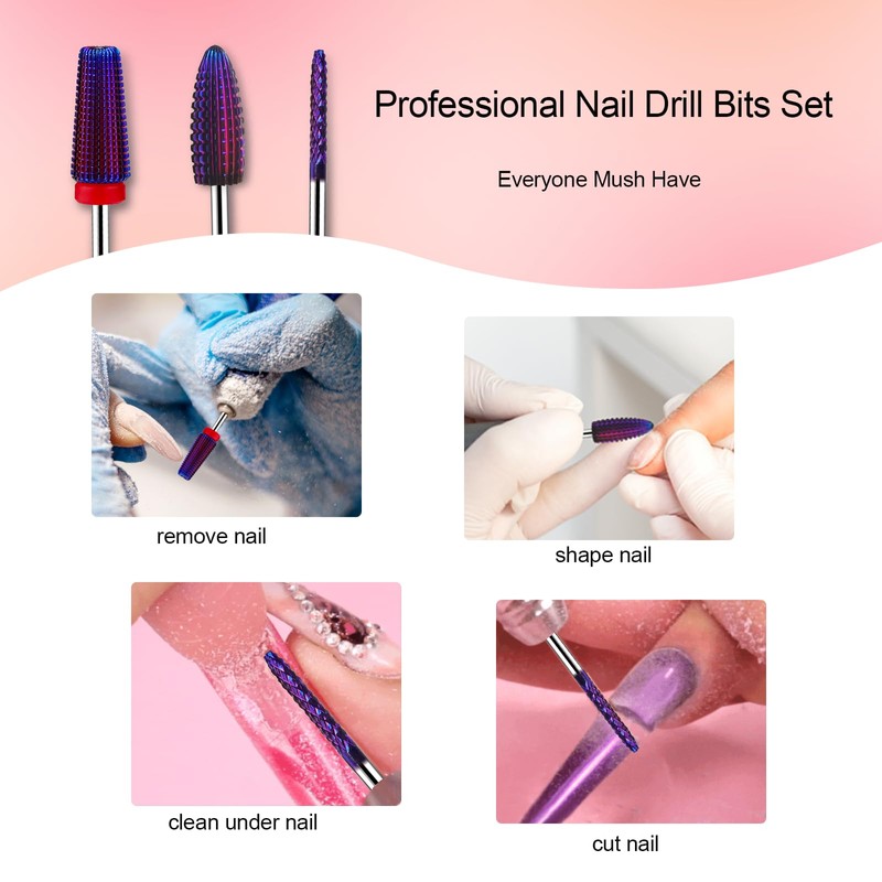 Nail Drill Bits, CORFULRA 5 in 1 Nail Drill Bit