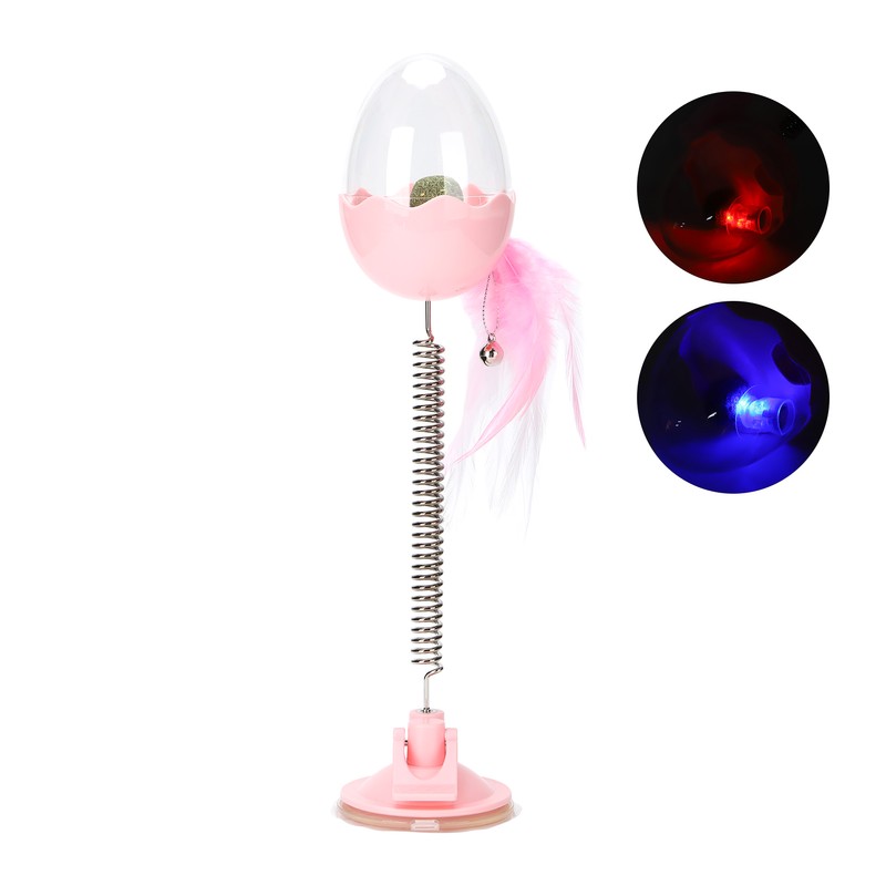 ABS LED Lighting Swing Spring Feather Leak Food Pet Toy