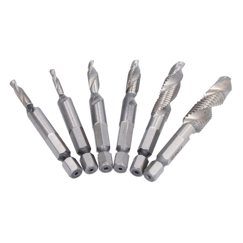 Drill Tap Bit Set Hex Shank Metric Combo HSS Ti