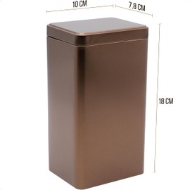 Dosenritter 6 x Square Tea Canisters / Storage Containers with Extra Aroma Protection Inner Lid, Anthracite Brown, Aromatic Proof Metal for 150 g Earl Grey 10.5 x 8 x 8 cm (H x W x D) Also Ideal for