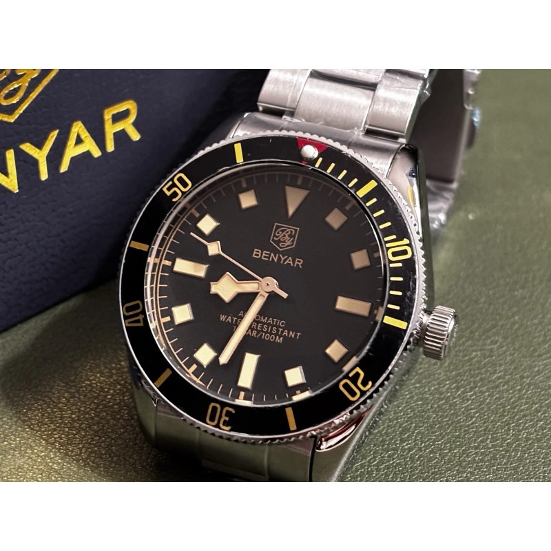 BENYAR Men's Automatic Waterproof Black Dial - BB58 40mm Ships