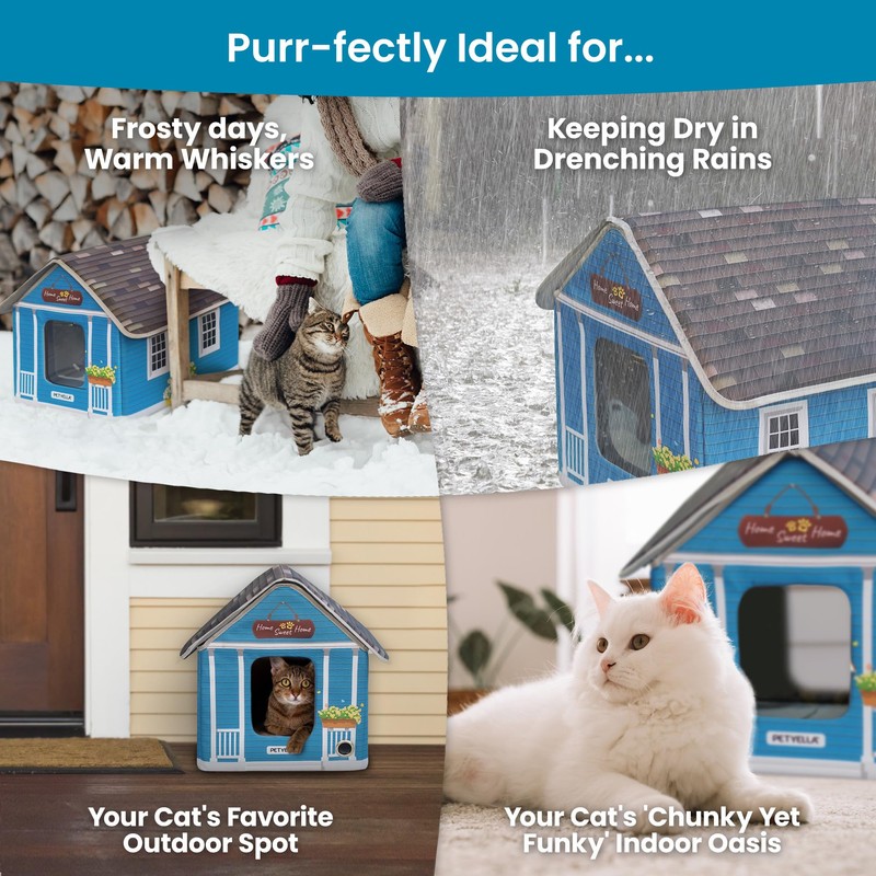 Deluxe Heated Cat House for Winter - Weatherproof, Insulated, Easy