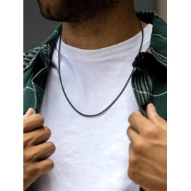 FaithHeart Male Chain Necklace Gold Plated 2MM Slim Chains 26 Inch Snake Necklace with Italian Design Clasp