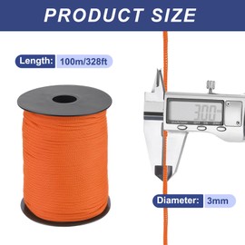 MECCANIXITY 1/8 Inch Polypropylene Rope Braided Ropes, 328ft Nylon Rope Hollow Utility Cord for Clothesline, Camping, Hiking, Outdoor, Dark Orange