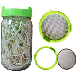 LATRAT Sprout Lid Set, Preserving Jar Lids, Germination Lids, Sprout Jars Lids, Stainless Steel Jar Lids, Sieve for Growing Sprouts at Home