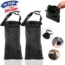 AIMALL 2PCS Car Travel Trash Can, Hanging Storage Bin with Adjustable Strap, Detachable Rubbish Garbage Bag for Back Seat, Oxford Cloth, 14.57 x 7.48 Inches, Ideal for Cars