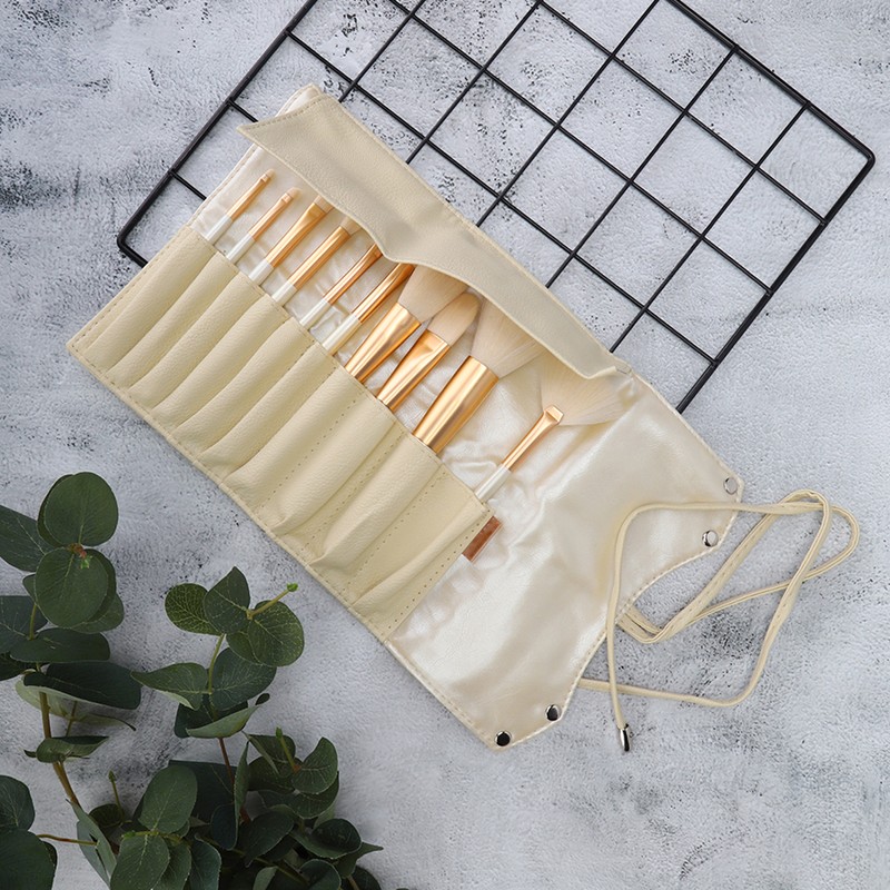 ZOREYA 10pcs Pearl White Portable Professional Makeup Blending Brushes Set
