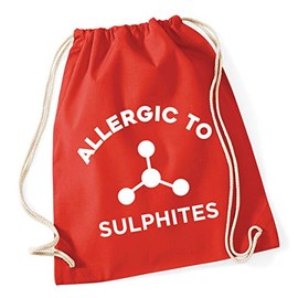 Hippowarehouse Allergic to Sulphites Drawstring Cotton School Gym Bag 37cm x 46cm, 12 litres