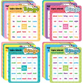 Fancy Land Sight Word Bingo Game Kids Adults Dolch's & Fry's Words Lists Bingo Set for Pre-k to 3rd Grade Educational Games Home Classroom Activities Supplies