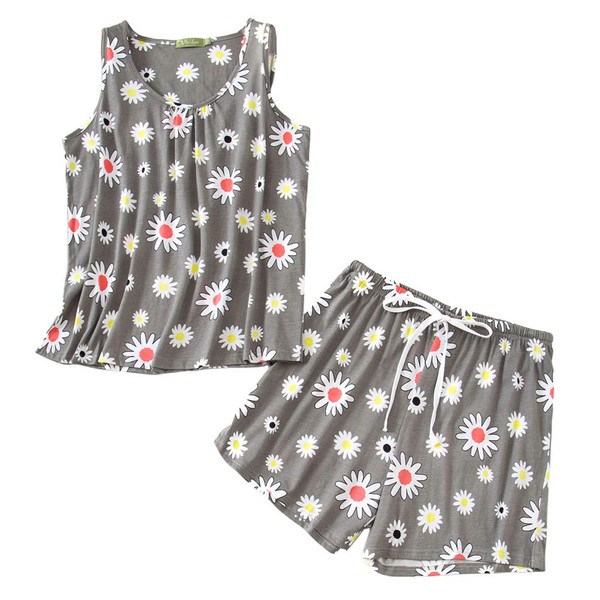 ENJOYNIGHT Womens Sleeveless Pajama Print Tee and Shorts Pjs Tank