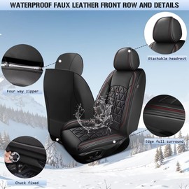 DISUTOGO Seat Covers for Hyundai Sonata 2007-2025 2026, Front Car Seat Covers, Waterproof Leather Diamond Pattern Seat Protectors, Easy to Install (2 Front Seats, Black)