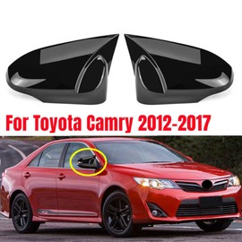 1Pair Car Rear View Mirror Cover Cap W/Tapes for Toyota Camry 2012-2017 Fits W/Turn Signal Models Mirror Guard Covers Exterior Decoration Trims Black (Glossy Black)