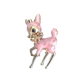 Pink Brooch Deer - Small Animal Lapel Pin Lovely Brooch Gift Jewellery for Women and Girls, Glass