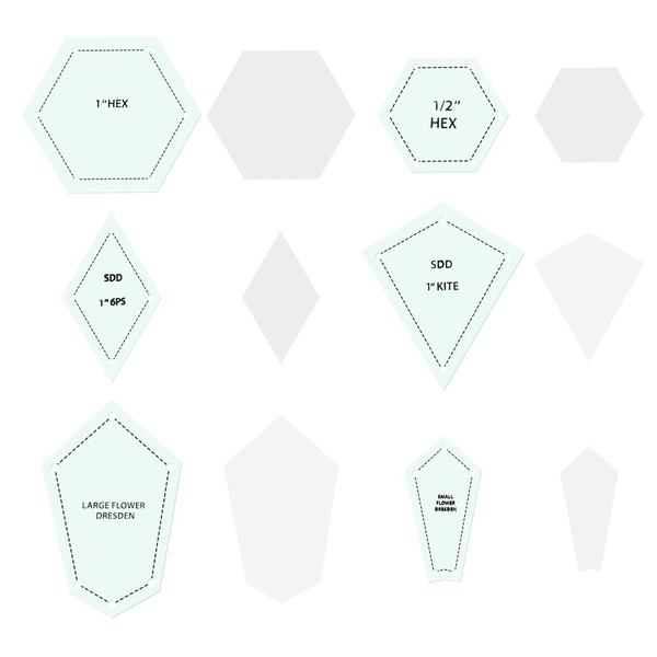 Patchwork Paper Piecing Kit Supplies 6 Shapes Acrylic Patchwork Templates
