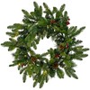 Sunnydaze 24" Green Pre-Lit Artificial Christmas Wreath with Pinecones and