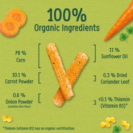 Organix Carrot Stix Organic Finger Food Toddler Snack Corn Puffs 10+ Months Multipack 4x15g (Pack of 3)