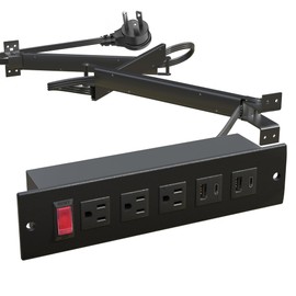 JACEPFY JACEPFY Drawer Outlet Kit with Typec PD20w Fast Charger Station, TR Outlet and 14AWG Power Cable Arm for Kitchen Bathroom Cabinets (Black)