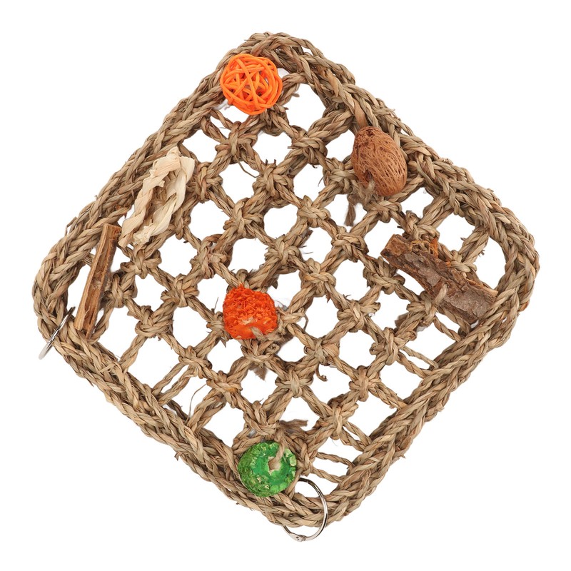 Bird Foraging Wall Toy Boredom Relief Seagrass Hand Woven Parrot