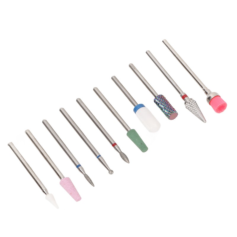 10 Pcs Nails Drill Bit Set Portable Remove Polishing Nail