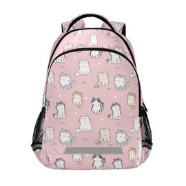 Caikeny Cat Kids Backpack Daypack Pink College School Shoulder Bag Travel Laptop Backpack Book Bag for Kids