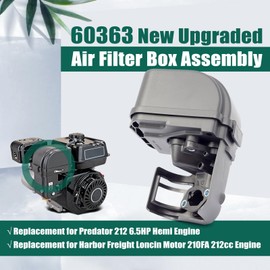 YUXIVCNE 60363 Air Filter Box Assembly Replacement for Predator Hemi 212 6.5HP Engine and for Harbor Freight Loncin Motor 210FA 212cc Engine, Air Cleaner Housing Kit